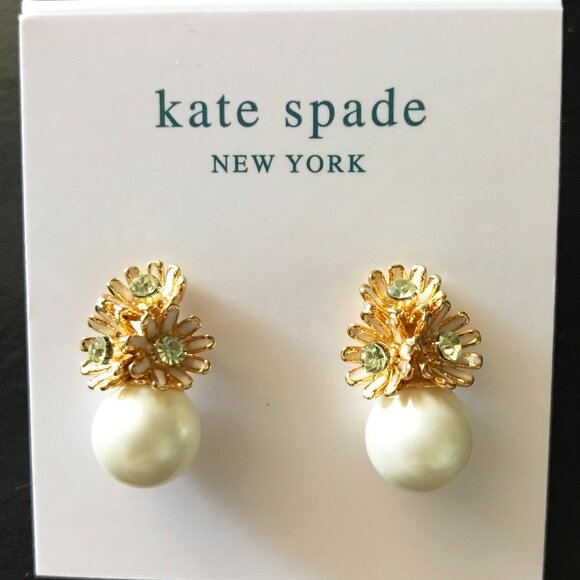 Kate Spade Daisy Rhinestones Pearl Stud Earrings - Picture 1 of 1